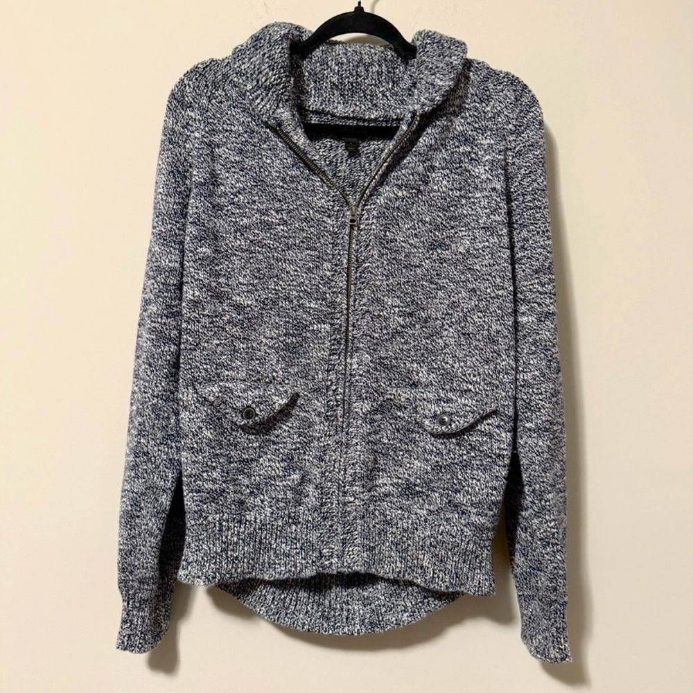J.Crew Marled Cotton Full Zip Thick Heavy Sweater Jacket Men’s Large